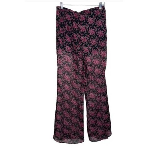 Pins & Needles Black & Pink Floral Wide Leg Pants L - Picture 2 of 6